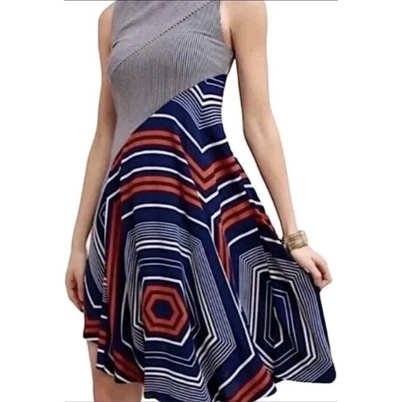 Maeve Anthropologie Cameron Swing Dress 4th Of July Red White And Blue XS - Picture 7 of 8
